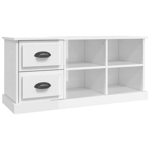 Tv-bord 102x35,5x47,5 cm konstrueret træ hvid højglans