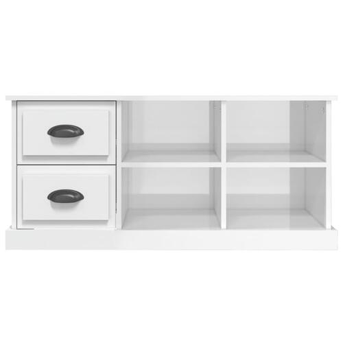 Tv-bord 102x35,5x47,5 cm konstrueret træ hvid højglans