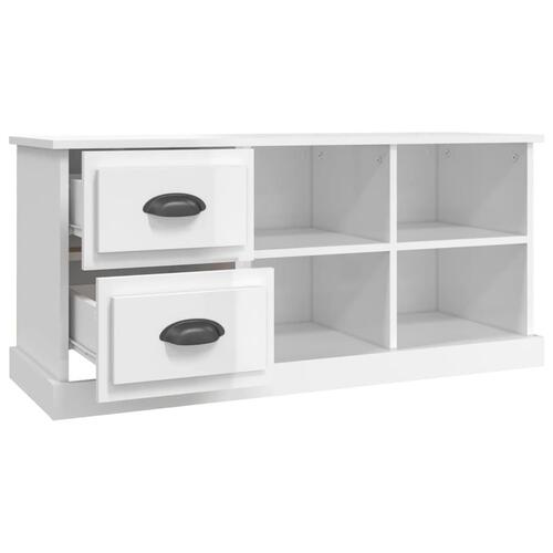 Tv-bord 102x35,5x47,5 cm konstrueret træ hvid højglans