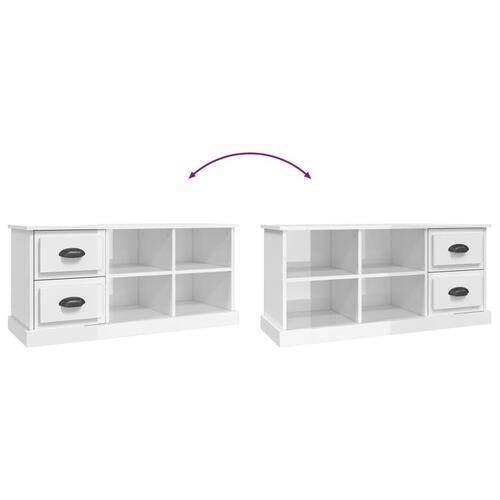 Tv-bord 102x35,5x47,5 cm konstrueret træ hvid højglans