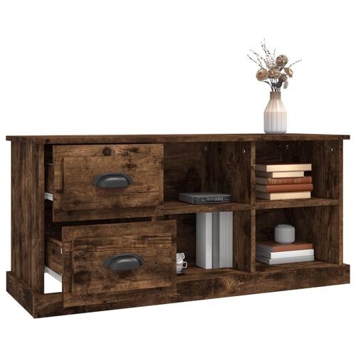 Tv-bord 102x35,5x47,5 cm konstrueret træ røget egetræsfarve