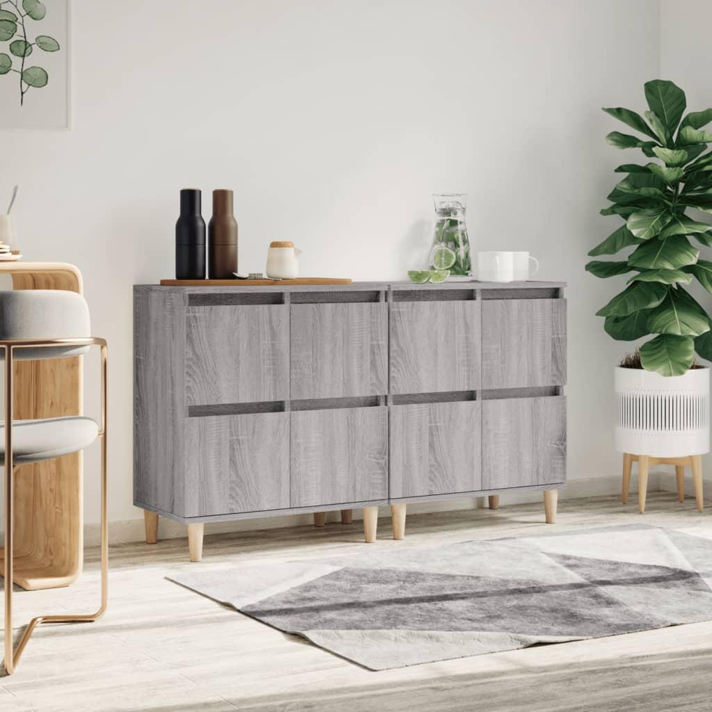 Skænke 2 stk. 60x35x70 cm konstrueret træ grå sonoma-eg