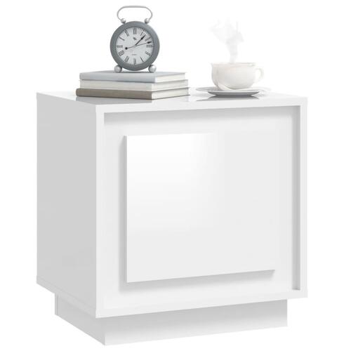 Sengeborde 2 stk. 44x35x45 cm konstrueret træ hvid højglans