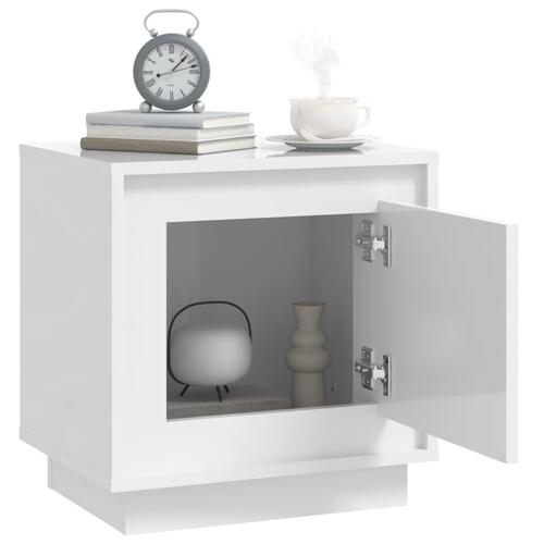 Sengeborde 2 stk. 44x35x45 cm konstrueret træ hvid højglans