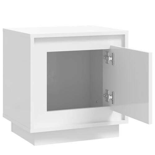 Sengeborde 2 stk. 44x35x45 cm konstrueret træ hvid højglans