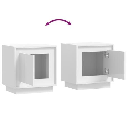 Sengeborde 2 stk. 44x35x45 cm konstrueret træ hvid højglans