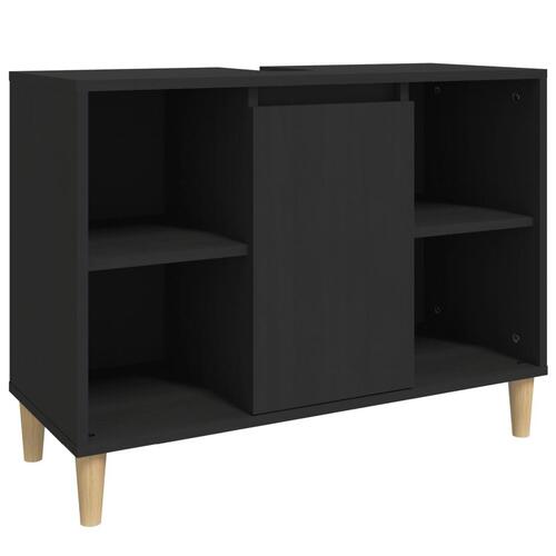 Underskab til håndvask 80x33x60 cm konstrueret træ sort