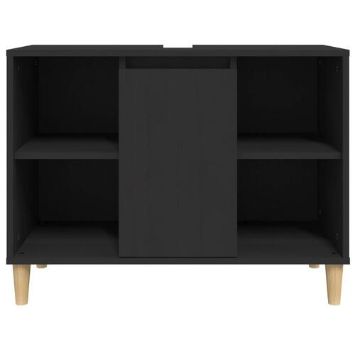 Underskab til håndvask 80x33x60 cm konstrueret træ sort