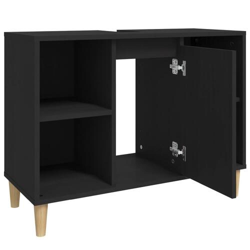 Underskab til håndvask 80x33x60 cm konstrueret træ sort