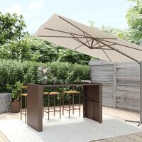 Barbord med glasplade 185x80x110 cm polyrattan brun