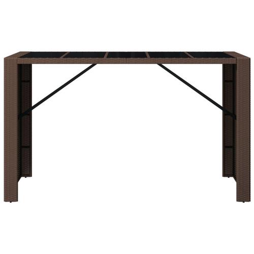 Barbord med glasplade 185x80x110 cm polyrattan brun