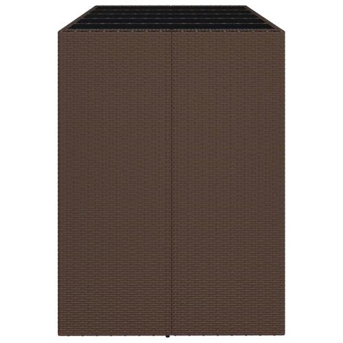Barbord med glasplade 185x80x110 cm polyrattan brun