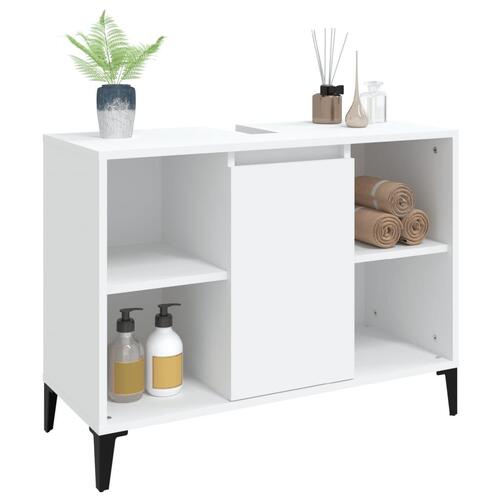 Underskab til håndvask 80x33x60 cm konstrueret træ hvid