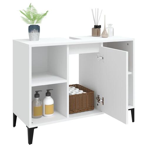 Underskab til håndvask 80x33x60 cm konstrueret træ hvid