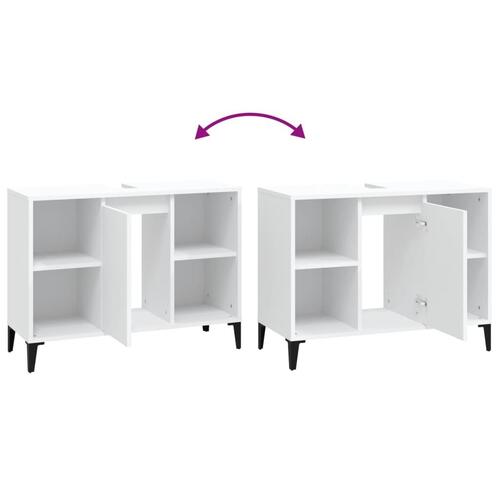 Underskab til håndvask 80x33x60 cm konstrueret træ hvid