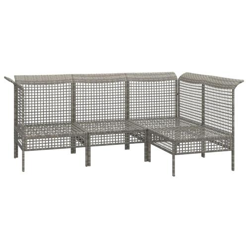 Loungesæt til haven 4 dele med hynder polyrattan grå