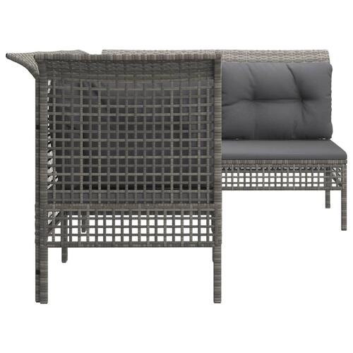 Loungesæt til haven 4 dele med hynder polyrattan grå