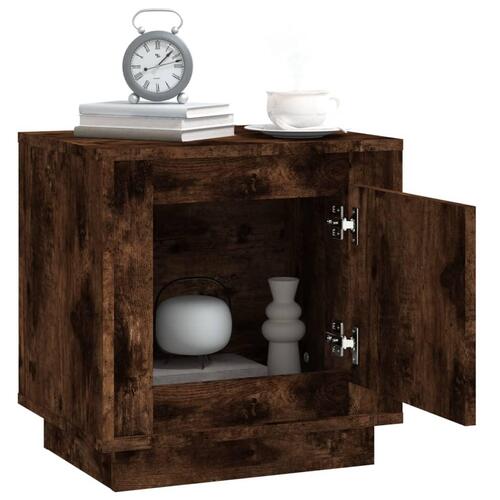 Sengeborde 2 stk. 44x35x45 cm konstrueret træ røget egetræ