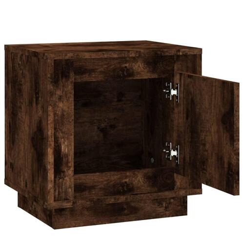 Sengeborde 2 stk. 44x35x45 cm konstrueret træ røget egetræ