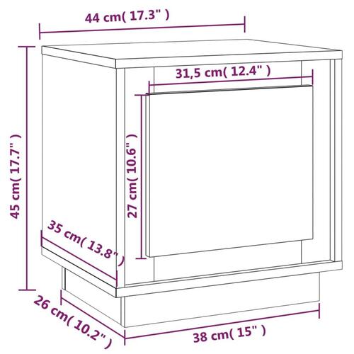 Sengeborde 2 stk. 44x35x45 cm konstrueret træ røget egetræ