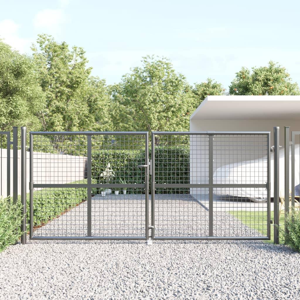 Gitterlåge til havehegn 300x175 cm galvaniseret stål mørkegrå
