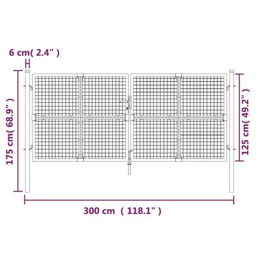 Gitterlåge til havehegn 300x175 cm galvaniseret stål mørkegrå