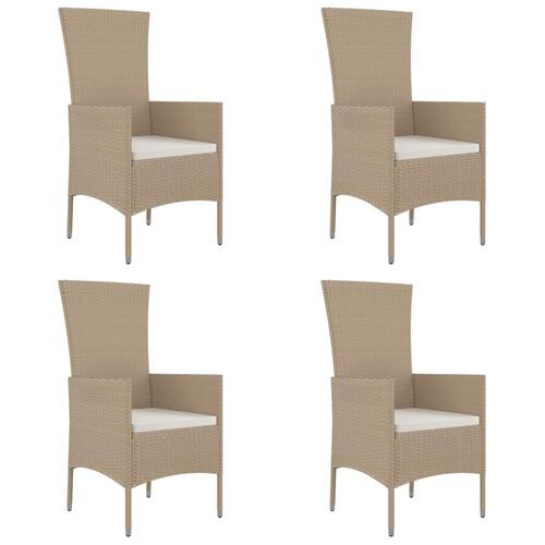 Spisebordssæt til haven 5 dele med hynder polyrattan beige