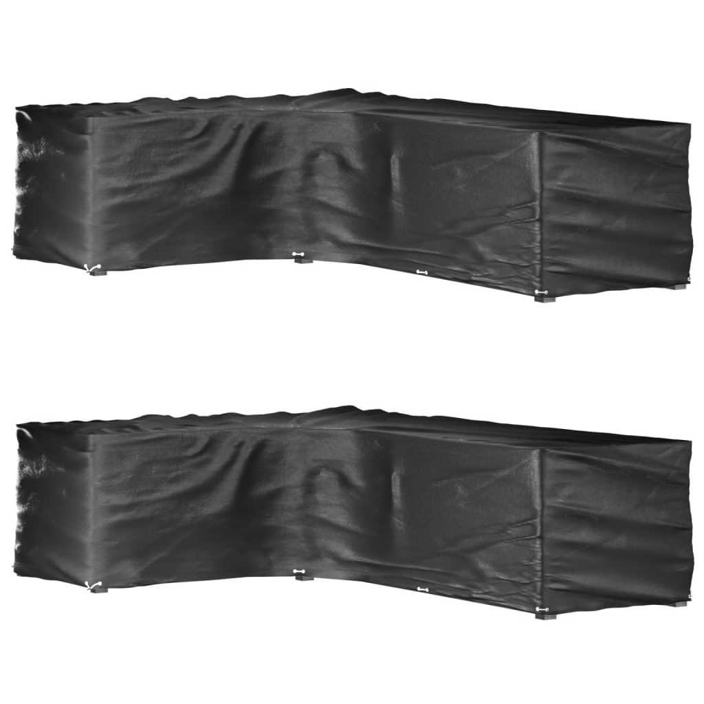 L-formede havemøbelovertræk 2 stk. 220x285x80 cm 18 øjer billede