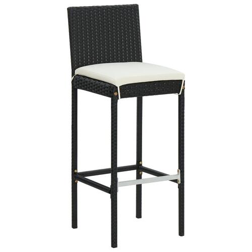 Barstole med hynder 6 stk. polyrattan sort