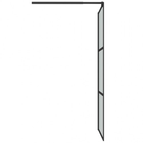 Brusevæg med hylde 80x195 cm sikkerhedsglas og aluminium sort