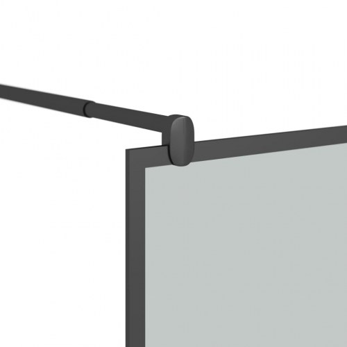 Brusevæg med hylde 80x195 cm sikkerhedsglas og aluminium sort