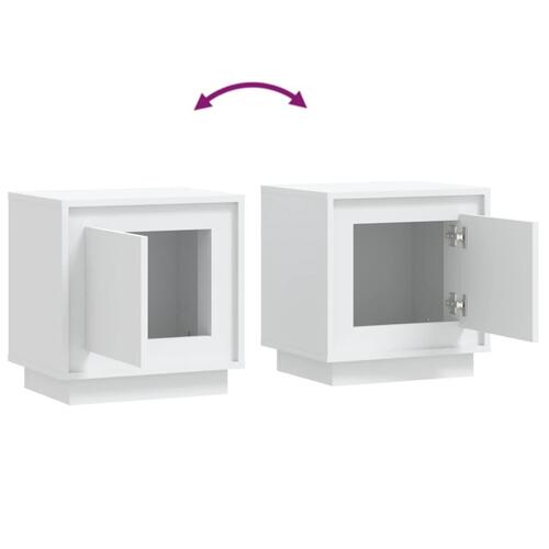 Sengeborde 2 stk. 44x35x45 cm konstrueret træ hvid