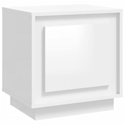 Sengebord 44x35x45 cm konstrueret træ hvid højglans