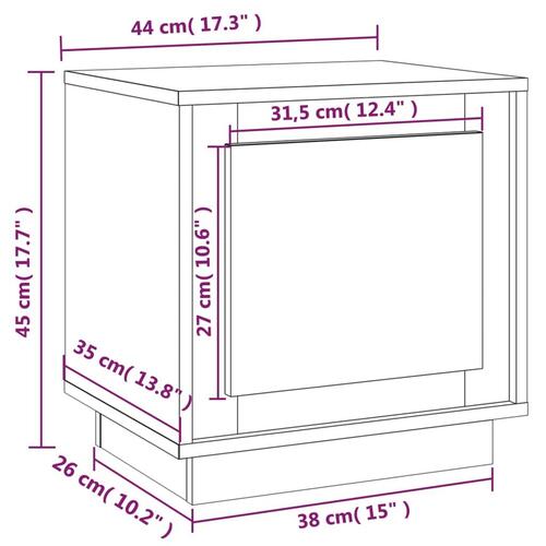 Sengebord 44x35x45 cm konstrueret træ hvid højglans