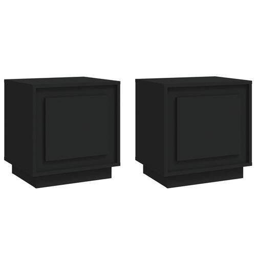 Sengeborde 2 stk. 44x35x45 cm konstrueret træ sort
