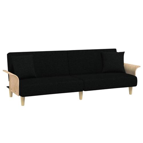 Sovesofa med armlæn stof sort