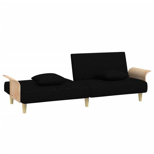 Sovesofa med armlæn stof sort