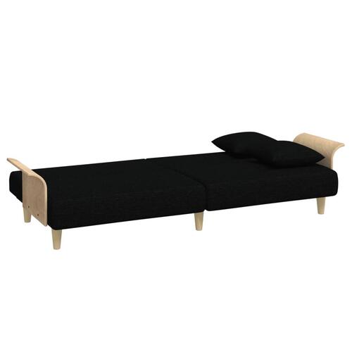 Sovesofa med armlæn stof sort