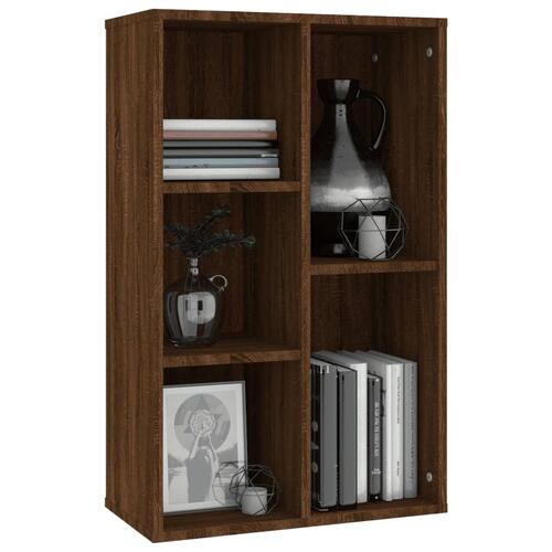 Bogreol/skænk 50x25x80 cm konstrueret træ brun egetræsfarve