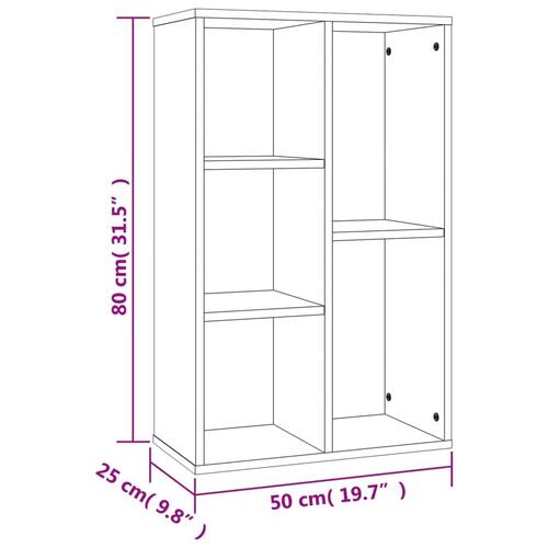 Bogreol/skænk 50x25x80 cm konstrueret træ brun egetræsfarve