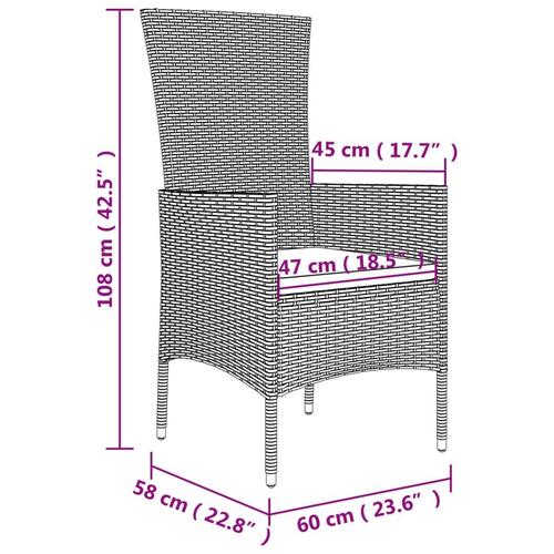 Spisebordssæt til haven 9 dele med hynder polyrattan beige