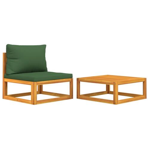 Sofasæt til haven 2 dele med hynder massivt akacietræ