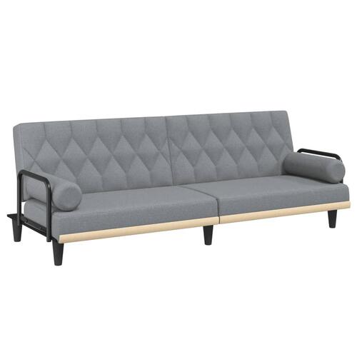Sovesofa med armlæn stof lysegrå