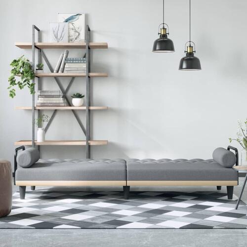 Sovesofa med armlæn stof lysegrå