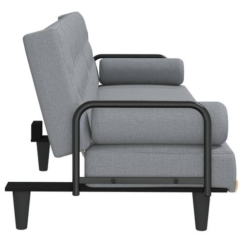 Sovesofa med armlæn stof lysegrå