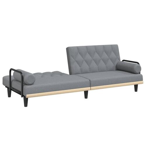 Sovesofa med armlæn stof lysegrå