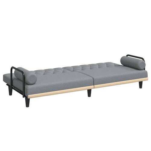 Sovesofa med armlæn stof lysegrå