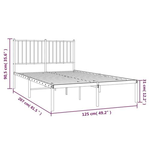 Sengeramme med sengegavl 120x200 cm metal sort