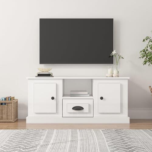 Tv-bord 100x35,5x45 cm konstrueret træ hvid højglans