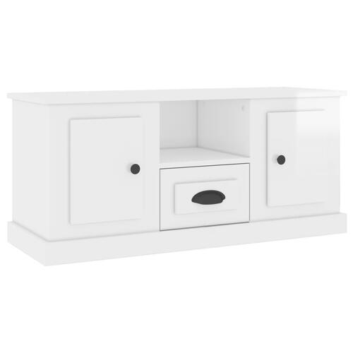 Tv-bord 100x35,5x45 cm konstrueret træ hvid højglans
